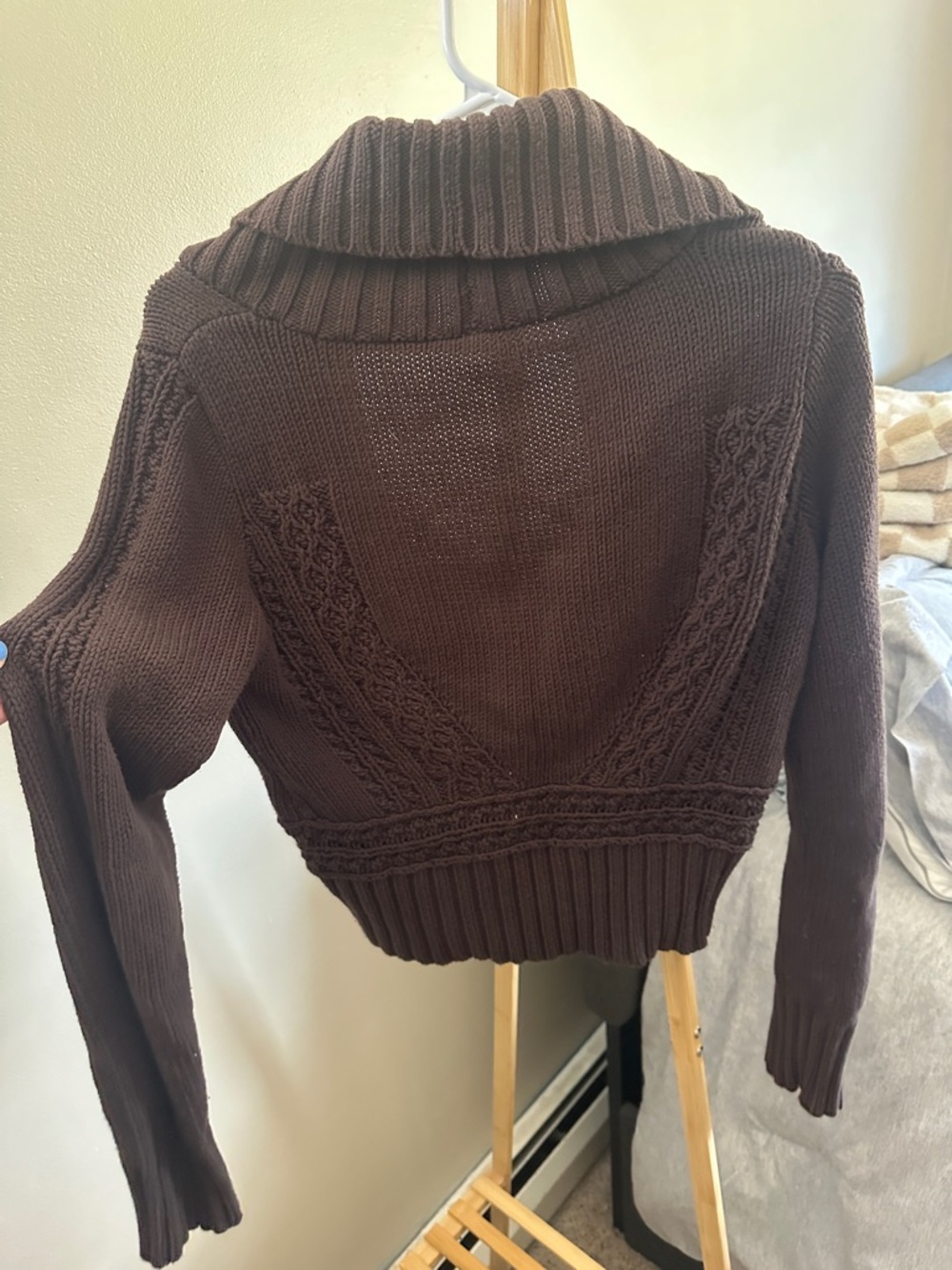 Vintage Free People Chocolate Brown Shawl Collar Button-Front Women’s Sweater - Picture 5 of 5